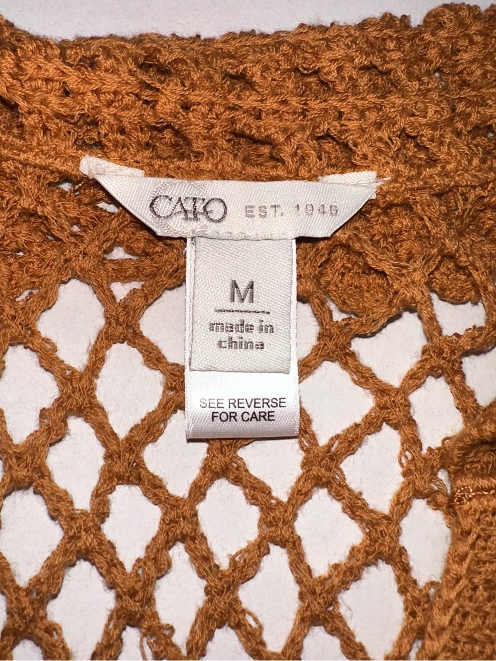 Brown Boho Crochet Top Women’s M Cotton Cover-Up Tunic Mini Dress Cottagecore - Picture 11 of 12
